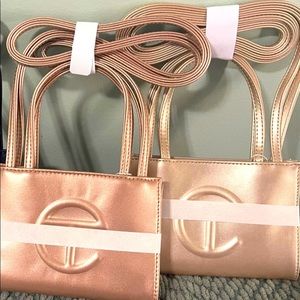 Telfar small bag copper and gold